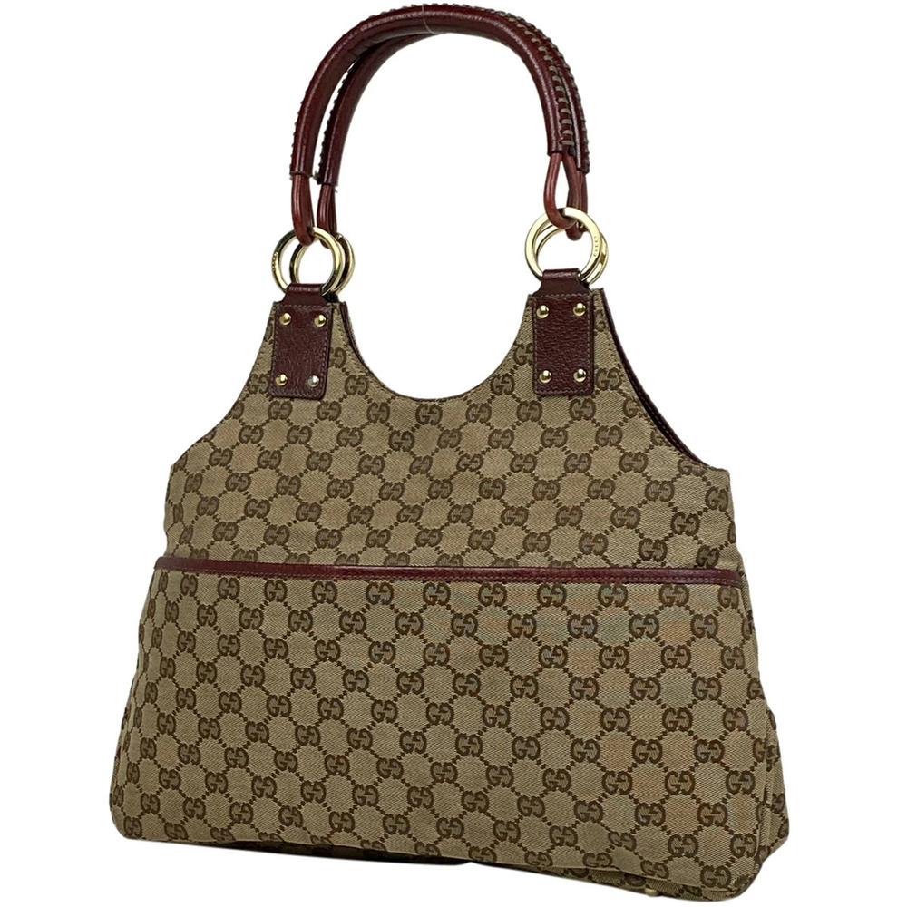 Gucci GG handbag tote bag One Shoulder Hobo canvas beige red